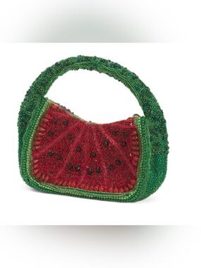 NWT new watermelon beaded bag red green made in india